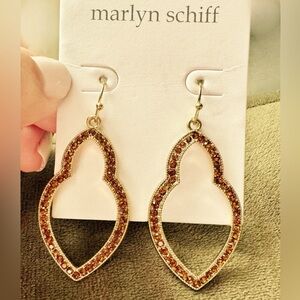 Marlyn Schiff Open Pave Marquise Wire Hook Stunning Dangle Earrings